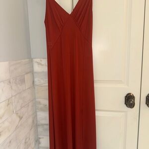 Zara Sleeveless Rust Maxi Dress with V-Neck
